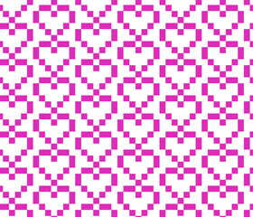Seamless vector pixel love hearts pattern. Pink Valentine's day background. 10 eps design. For web, cover, wrapping, textile, banner etc.