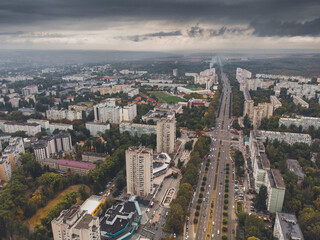 Fototapeta premium Chisinau, the capital city of Republic of Moldova. Panoramic view from a drone.