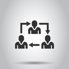 People referral icon in flat style. Business communication vector illustration on white background. Reference teamwork business concept.