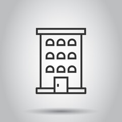 Building icon in flat style. Town skyscraper apartment vector illustration on white isolated background. City tower business concept.
