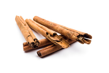 cinnamon stick composition on white background