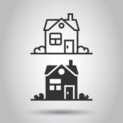 Building icon in flat style. Home vector illustration on white isolated background. House business concept.