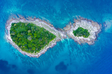 Croatian island Otocic Frzital seen from above. 