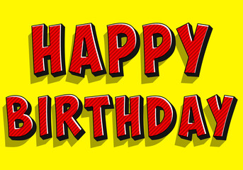 Happy Birthday Red text with yellow background