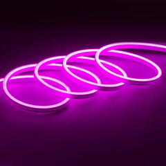 Flexible purple led neon decor christmas light on black backgroung