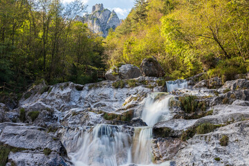 Landscape and  waterfall at Cadini del Brenton - Sospirolo - Italy