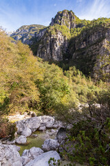 Landscape and  waterfall at Cadini del Brenton - Sospirolo - Italy
