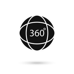 Black Rotation angle 360 degrees vector icon. Vector illustration for web and mobile app