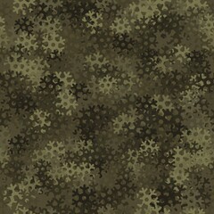 Seamless pattern camouflage of snowflakes. Khaki, brown and olive colors