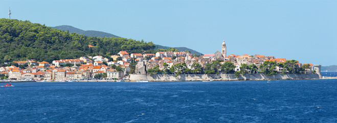 Croatia - The panorama of old town of Korcula.