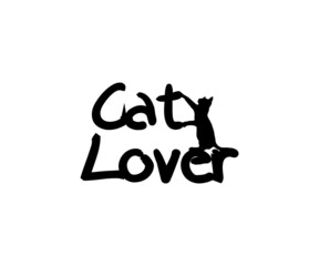 Cat Lover. cat head with Fun hand drawn lettering for your design. illustration vector. Can be used for print (bags, t-shirts, home decor, posters, cards) and for web (banners, blogs, advertisement).