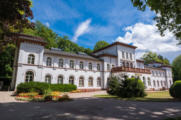 Fototapeta premium View of the historic bathhouse in the spa town of Bad Soden / Deuschland am Taunus