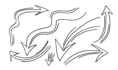 hand drawn vector arrows set on white background.vector EPS