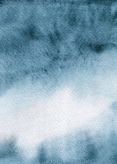 Watercolor dark blue abstract texture. Textured background for wedding invitations, save the date cards, greeting cards, posters, blog background.