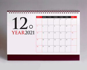 Simple desk calendar 2021 - December