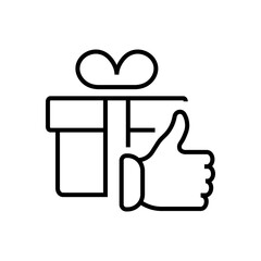 Hand and gift icon vector symbol. Edited barcode give a gift isolated like icon