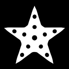 black and white star with circles