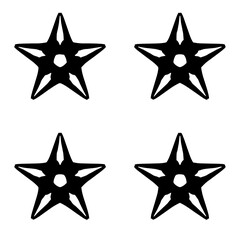 Abstract four five-pointed stars in a black and white colors