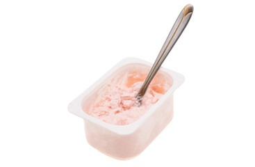 yogurt in a plastic cup isolated