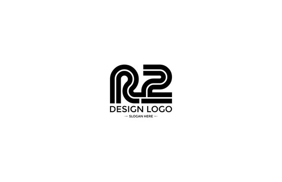 Logo Typography Initial Letter R2 Linear Monogram Font Vector