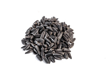 Sunflower seeds on white background