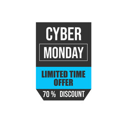 Cyber Monday sale. Black and blue sale banner label. Vector illustration.