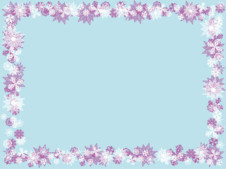 Obraz na płótnie Canvas Christmas frame, Wallpaper with snowflakes. Simple new year design for banners. Vector illustration.