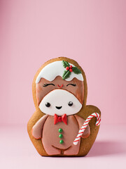 Christmas gingerbread. isolated on pink background