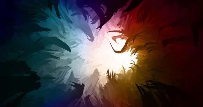 Colorful Abstract Tunnel Shape. Perfectly Looping With Animated Shapes Around. Abstract Backgrounds With Copy Space.
