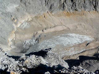 Schneeferner glacier at Jubilaumsgrat to Zugspitze mountain, Germany
