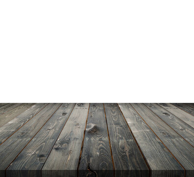 Wooden Table Against White Background