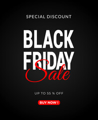 black friday event sale sign on black background