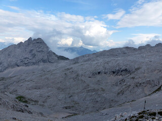 Mountain hiking tour to Meilerhuette hut in Bavaria, Germany