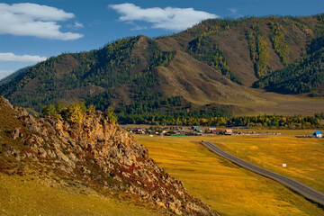 Russia. South Of Western Siberia. mountain Altai. Autumn colors of mountain valleys along the Chui...