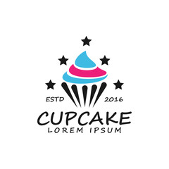cupcake logo with star design simple sweet dessert vector template