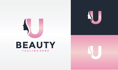 initial U beauty face logo