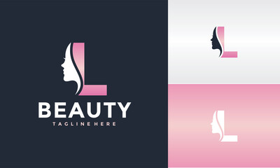 initial L beauty face logo
