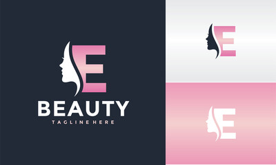 initial E beauty face logo