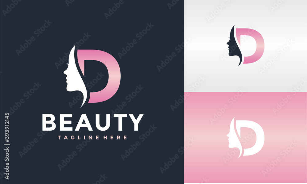 Wall mural initial d beauty face logo