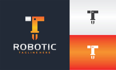initial T robot arm logo