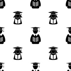 Student Icon Seamless Pattern Isolated on White Background.