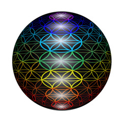 3D Sphere - Flower of life - 7 chakras- Sacred Geometry