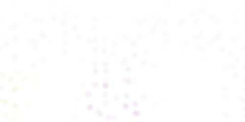 Light pink, yellow vector doodle texture with flowers.