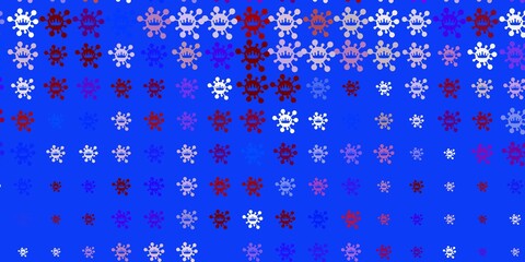 Light Blue, Red vector pattern with coronavirus elements.