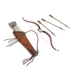 3D Illustration of a Bow and Quiver