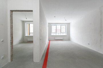 Russia, Moscow, november 14, 2020, interior of the apartment without decoration in gray colors