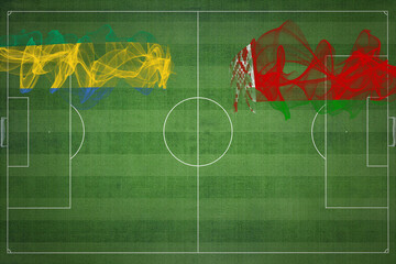 Gabon vs Belarus Soccer Match, national colors, national flags, soccer field, football game, Copy...