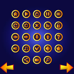 set of buttons, set of buttons for playing, game interface, for applications, ready buttons