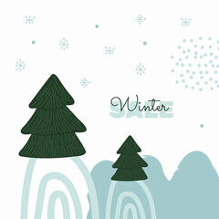 New year and christmas banner design with bright colorful hand drawn illustrations, christmas symbols made as background. Vector template for greeting card, social media post or print poster.
