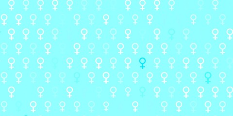 Fototapeta na wymiar Light BLUE vector pattern with feminism elements.